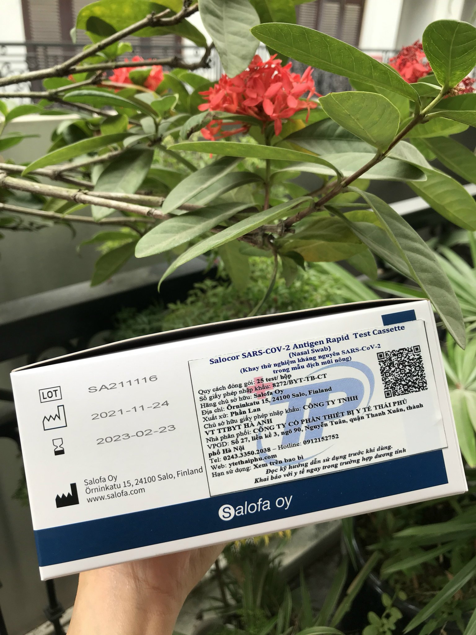 Bộ Kit test nhanh kháng nguyên Salocor SARS-CoV-2 (Đường mũi nông)- Nhà sản xuất: Salofa Oy- Phần Lan